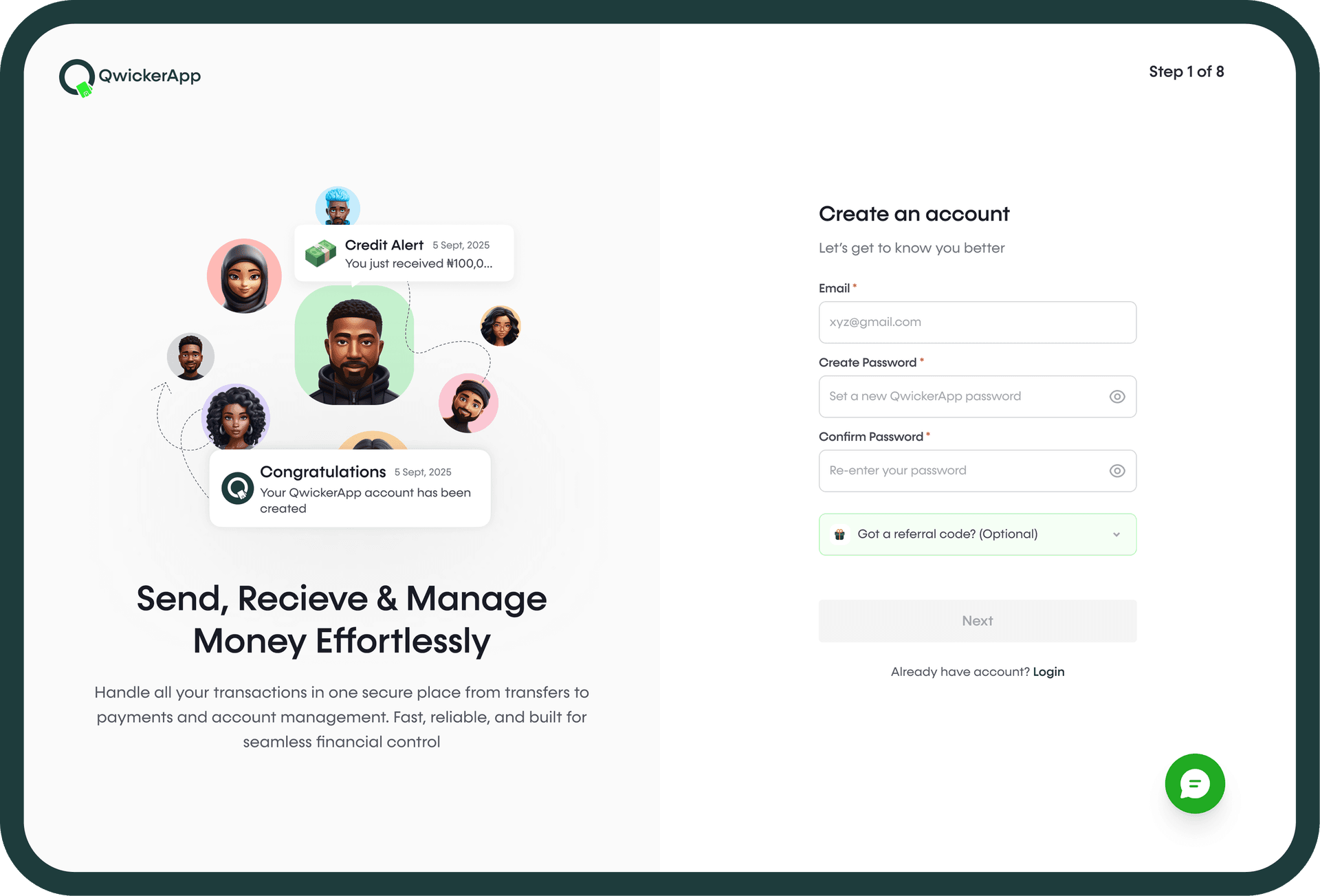Sign up and verify account